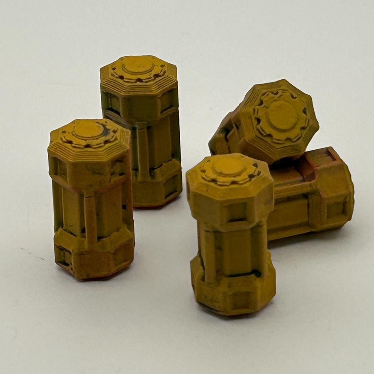 5 3d Printed Sci-Fi Oil Drum Scatter Terrain Set for Wargaming