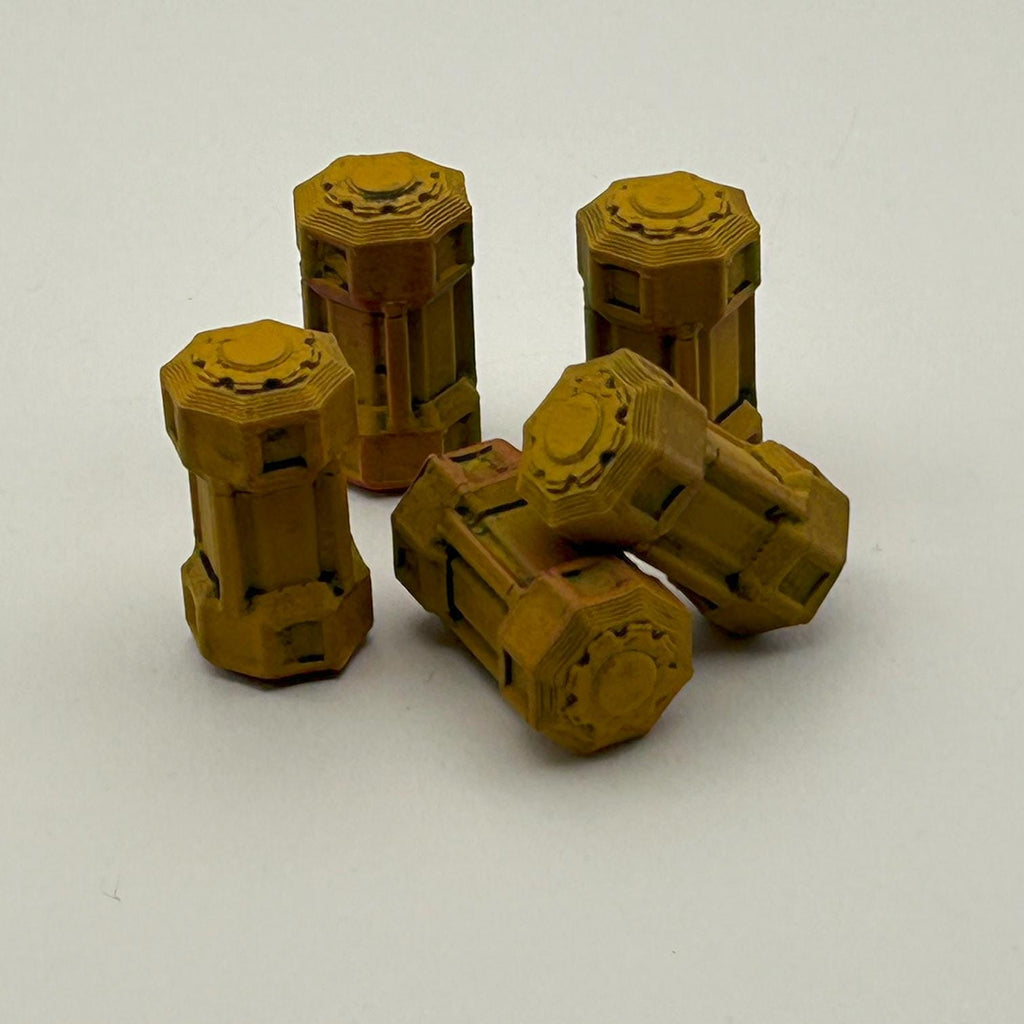 5 3d Printed Sci-Fi Oil Drum Scatter Terrain Set for Wargaming