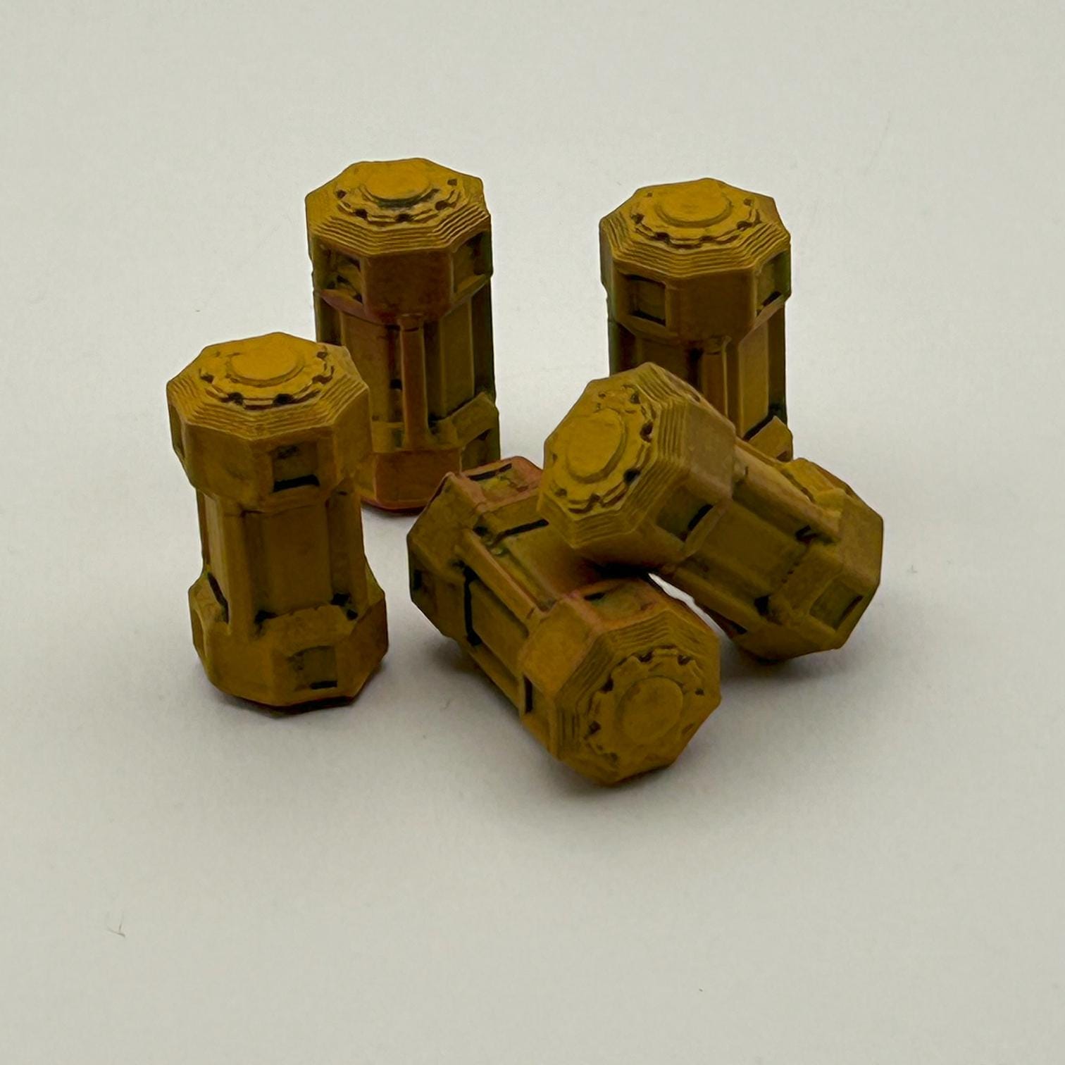 5 3d Printed Sci-Fi Oil Drum Scatter Terrain Set for Wargaming