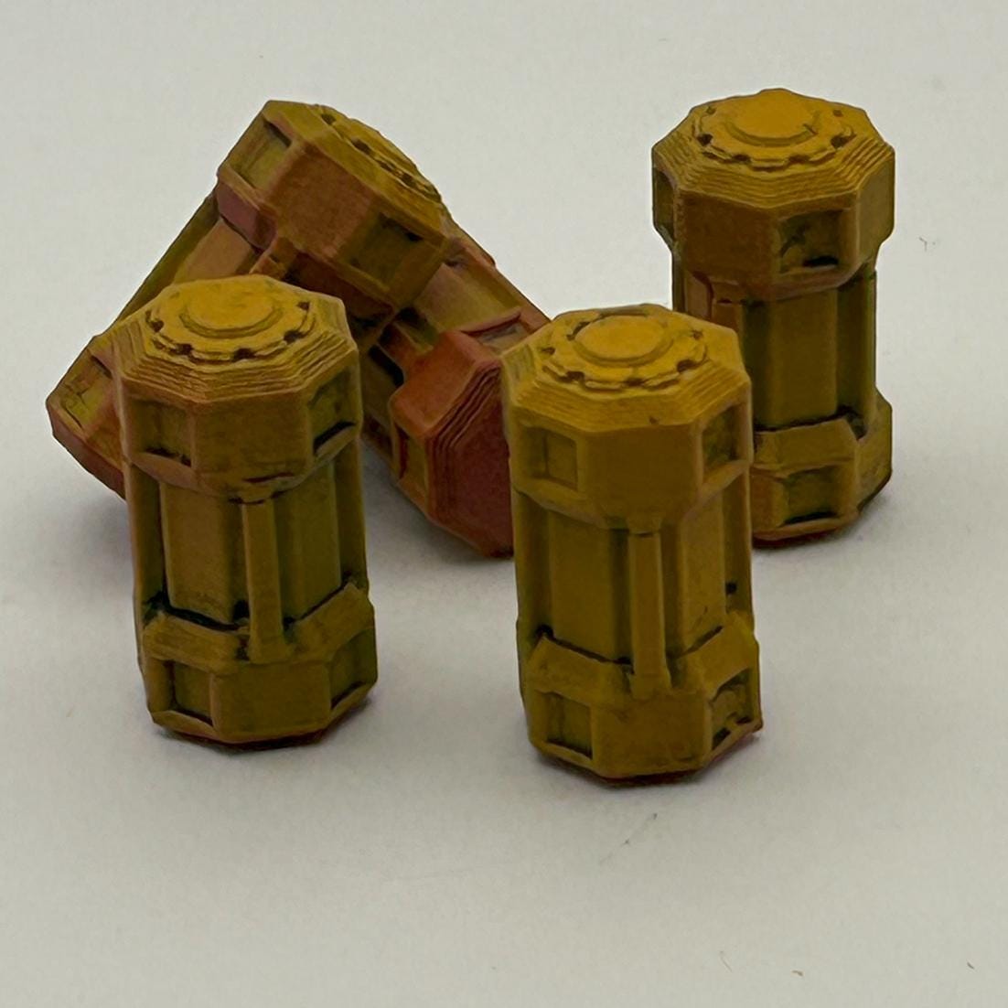 5 3d Printed Sci-Fi Oil Drum Scatter Terrain Set for Wargaming