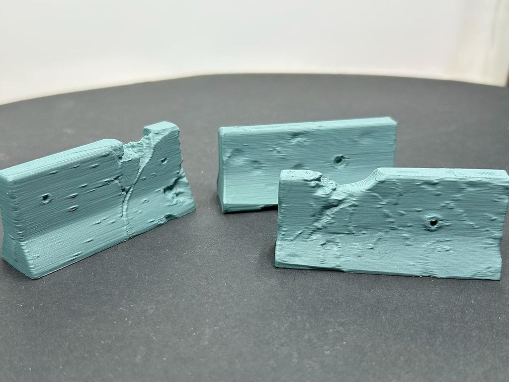 3D-Printed Damaged Concrete Barriers – Set of 3